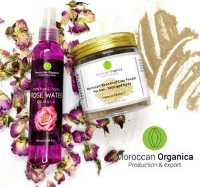 Moroccan rose water and ghassoul clay — natural skincare essentials